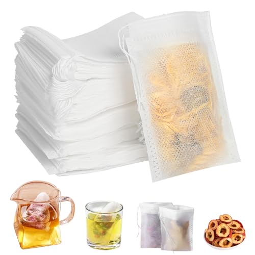 500 Stück Teebeutel für Losen Tee, 7 X 9cm Teefilter für Losen Tee mit Kordelzug Teefilter Papier Teebeutel Zum Selbstbefüllen Tea Bags für Tee Obsttee Teeblumen Gewürz Kräuterpulver Kaffee