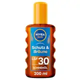 NIVEA SUN Schutz & Bräune Sonnenöl Spray LSF 30 (200 ml), Sonnencreme mit Pro-Melanin-Extrakt für eine ebenmäßige Bräune, sofortiger Sonnenschutz mit UVA/UVB-Filtersystem