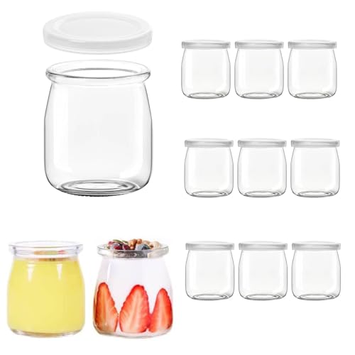 Gttyowyin 200 ml Durchsichtige Joghurtgläser mit Deckel (12 Stück), Mehrzweck-Nachtischgläser für Marmelade, Honig, Desserts, Kerzen, Spülmaschinen-, Gefrierschrank- & Mikrowellenfest, BPA-Frei