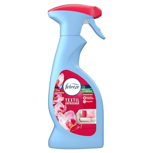 Febreze Textilerfrischer 375ML Thai Orchidee, Mit FrischeLuft-Technologie, entfernt Gerüche aus Ihren Textilien und hinterlässt einen Frischeduft