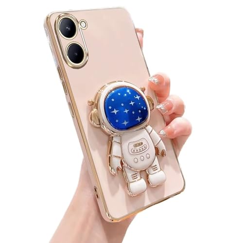 Miagon Blau Galaxie Astronaut Ständer Hülle für Realme 10 4G,Cute Mädchen Dünn Galvanisierte Schutzhülle Weiches Case Bumper mit Astronaut Halter Kickständer