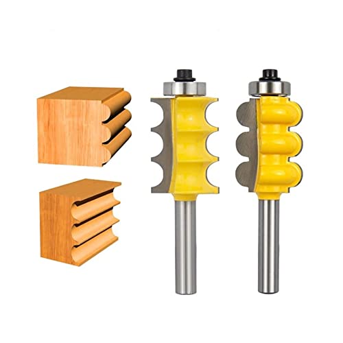 KEEBI 2pcs/Set Möbelausstattung Formen -Router -Bit, 8 mm Schaft dreifache Perle, Dreifachflöte -Formmodell -Router -Bit for Holzbearbeitungsrouter -Cutter