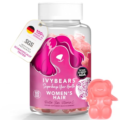 IVYBEARS ® Biotin hochdosiert - Haarwachstum beschleunigen - Gummibärchen - Haar Vitamine [FRESENIUS GEPRÜFT] - Biotin Zink Selen - Nahrungsergänzugsmittel - Vegan - Made in Germany - Frauen