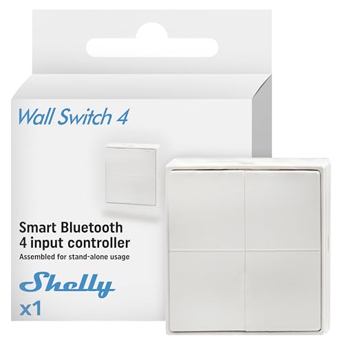 Shelly BLU Wall Switch 4 Stand-Alone - Bluetooth-Schalter, Kabellos, Fernsteuerung, Mehrfachklick, Verschlüsselung, lange Batterielebensdauer, Kompatibel mit Home Assistant, iOS Android-App