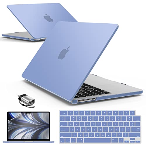 IBENZER Kompatibel mit M2 2023 2022 MacBook Air 13 Zoll Hülle, Modell A2681, Serenity Blue, AT. 13-KK-SRL+2TC