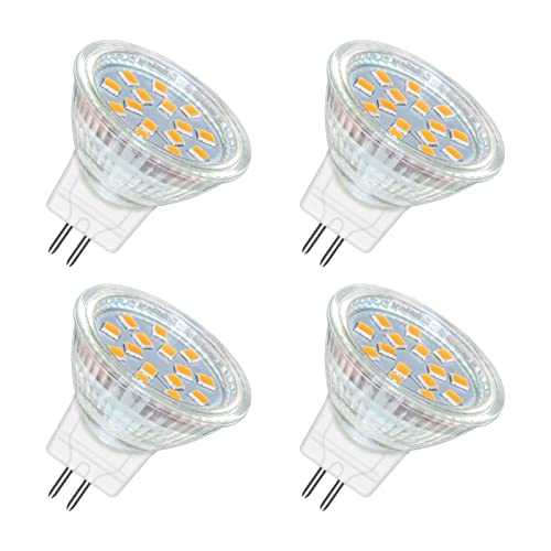 Akynite MR11 GU4 LED 2W Warmweiß 3000K, 250LM, 120 Grad, MR11 10W 20W Halogen Ersatz, GU4 MR11 12V-24V AC DC LED Einbaustrahler Warmweiss für Wohnwagen, 4er-set