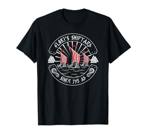 Steps To Valhalla Viking Floki Der Schiffbauer Flokis Shipyard Vikings T-Shirt, Schwarz, M, Kurzarm, Klassische Passform, Crew Neck, Wikinger Fans, nordische Mythologie Interessierte