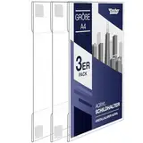 Dasher Products Acryl-Schilderhalter zum Einklemmen, A4 - Hochformat oder A4 - Querformat, durchsichtiger Wandrahmen, perfekt für Zuhause, Büro, Geschäft, Laden, Restaurant (A4-3 Pack)