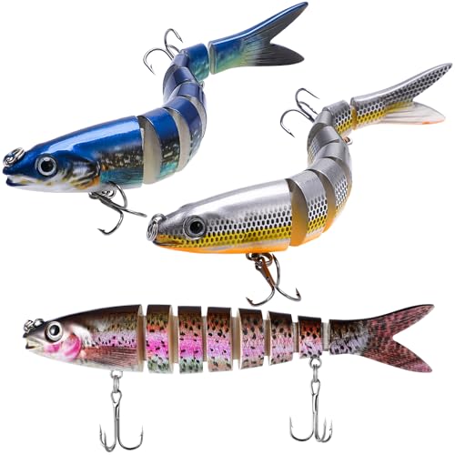 Newofview 3 Stück Angelköder, Gummifische Köder, Kunstköder Wobbler Hecht Fische Köder Set für Hecht, Barsch, Zander