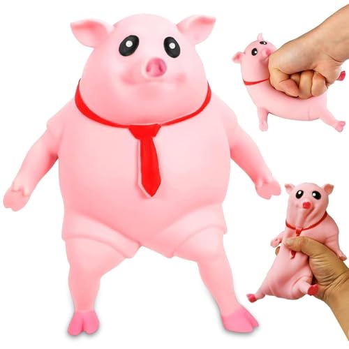 Schweinchen Squeeze Toy, Lustiges Anti Stress Schwein zum Quetschen, Rosa Antistress Spielzeug Squishy Pig, Sensorisches Fidget Spielzeug für Kinder & Erwachsene, Party Mitgebsel