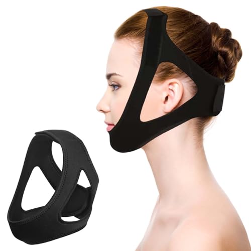 Anti Schnarchen Kinnriemen Anti-Schnarch-Gerät Schwarz Anti Snoring Chin Strap Anti Schnarchstopper Anti-Schnarch-Stopp-Schnarch-Kinnriemen-Gürtel Zum Schlafen Flexibles Atmungsaktives
