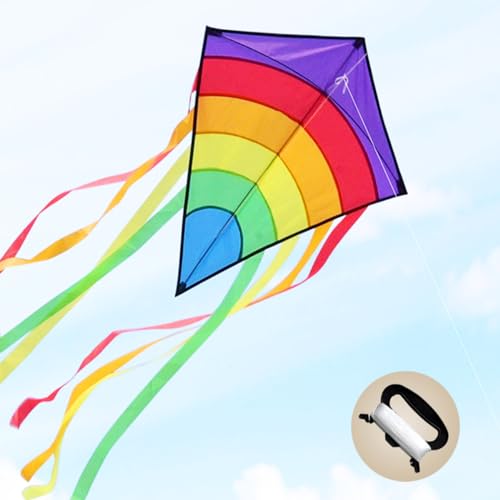 CC wonderland zone Regenbogen Drachen-75 * 63 cm,Bunt Lenkdrachen,Einleiner Flugdrachen für Kinder und Erwachsene