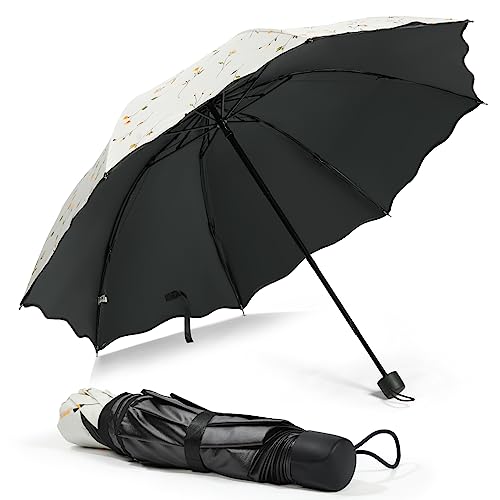 Vicloon Sonnenschirm, UV Schutz Regenschirm, Leicht Kompakt Sonnenschutz Regenschirm, UV Regenschirm UPF 50 Mini Umbrella Taschenschirme Mit 8 Rippen für Erwachsene und Kinder Reise Sonnenschirm