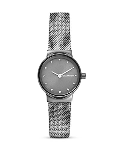 Skagen Freja Uhr für Damen, Quarzwerk mit Edelstahl- oder Lederarmband, Anthrazitgrau, 26MM