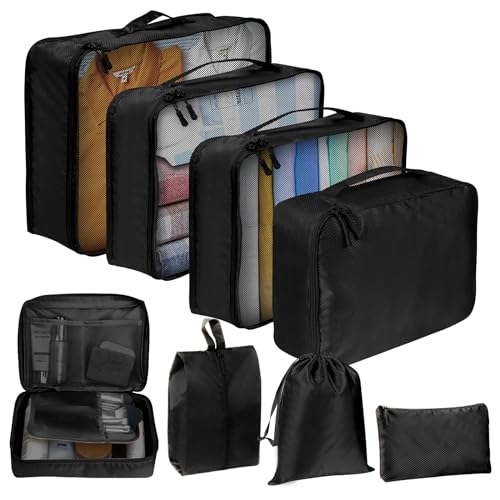 Koffer Organizer Set 8-teilig Packing Cubes Set für Koffer Wasserdichte Koffer Organizer Klein Travel Organizer