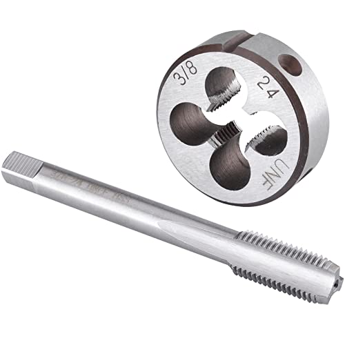 Gewindeschneidschneideisen, Rundschneideisen, 3/8"-24 UNF Gewindebohrer- und Schneideisensatz Rechtshänder, 3/8 x 24 UNF Maschinengewindebohrer und Rundschneideisen