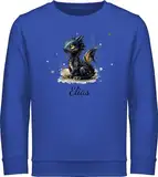 Sweater Kinder Sweatshirt Jungen Mädchen Pullover - Süßer Kleiner Drache mit Namen I Nachtdrache I Dragon I Drachen I Drachenzähmen - 104 (3/4 Jahre) - Royalblau - Dragons zähmen Pulli