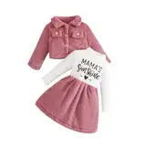 Yoolhamy 2PCS Baby Mädchen Winterkleid und Samt Strickjacke Sets Kleinkind Langarm verdickt Plüsch Mantel Kleider Outfit