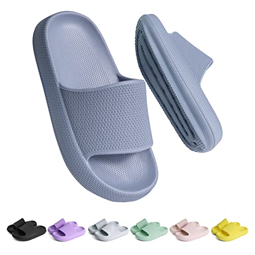 Unisex Kinder Badelatschen Jungen Mädchen badeschlappen Cozy Slides Wolken Schlappen Original EVA Weiche Dicke Sohle Rutschfeste Schwimmbad Strand Badeschuhe Dunst Blau 36 EU