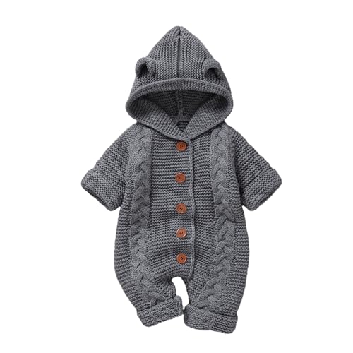 Haokaini Neugeborenes Unisex Baby Jungen Mädchen mit Kapuze gestrickt Strampler Jumpsuit Strampler Pullover Winter Warm Schneeanzug Outfits