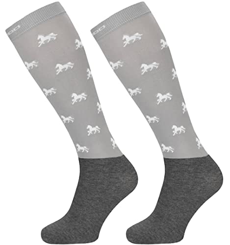 TODO Comodo Reitsocken Modern STPJM | Dünn Atmungsaktiv Reitstrümpfe Damen Herren Kinder Reiter Kniestrümpfe (STPJM - Horses 08, 39-42)