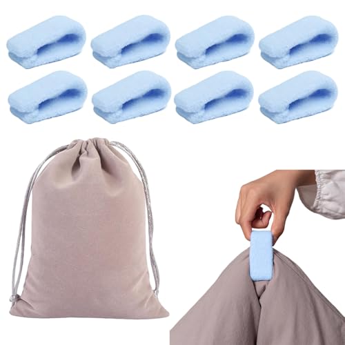 8 Stück Bettdeckenclips, Bettdecken Clips für Bettwäsche, Daunendecken & Betttücher, Verbessertes Design, 8 Stück + Aufbewahrungstasche, Ergonomisch und Praktisch