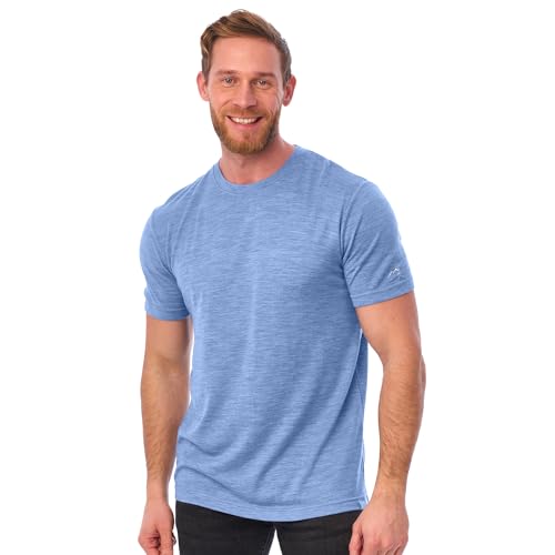 100% Merino T-shirt Herren Kurzarm - Sport Shirt Merino Wolle Herren, Merino Unterwäsche Herren (Groß, Woodland Grey Blue)