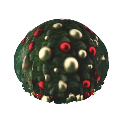 Runde Kugel-Weihnachtsbaum-Duschhaube, wiederverwendbar, doppellagig, wasserdicht, Haarkappe mit elastischem Band, Badehut, Spa, Salon, Duschhut für Damen und Herren