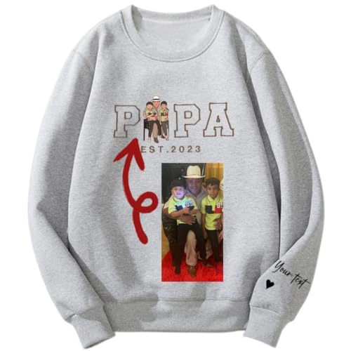 SUGEBETA DIY Benutzerdefinierte Hohl Papa Personalisierte Foto Stickerei Hoodie Pullover Geschenke für Vatertag(Photo)