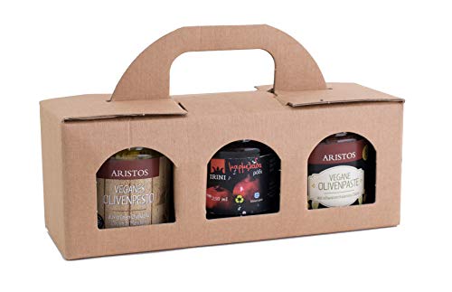 Griechische Spezialitäten Geschenk Gourmet Geschenkset 3tlg 2x Tapenade 1x Paprika Paste Geschenkidee | ARISTOS