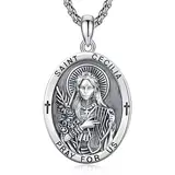 ADMETUS Heiliger Cecilia Anhänger Sterling Silber Heiliger Cecilia Medaille Herren St. Cecilia Halskette Kette Schutz Schmuck Religiöse Geschenke