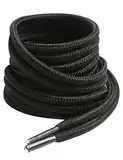 VSUDO Schwarz Stiefel Schnürsenkel, Black Boots Shoelace, Runde ø4 mm Schwarz Schnürsenkel Schuhbänder für Arbeitsschuhe/Outdoorschuhe/Trekkingschuhe/Wanderschuhe (1Paar-Schwarz-130cm)