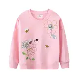 CM-Kid Kinder Rosa Sweatshirt Mädchen Pullover Warme Pulli Langarmshirt Baumwolle Biene Blumen Kleidung Herbst Winter Gr.104