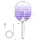 Buzbug 2 in 1 Elektrische Fliegenklatsche, Hochspannung Faltbare USB-C Electric Fly Swatter, elektronische fliegenklatsche für den Innen- und Außenbereich