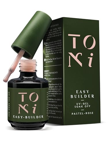 tonicolors EasyBuilder Aufbaugel – HEMA-frei & selbstglättend (15 ml) UV/LED Soak-Off Gel für Gelnägel, in 5 Farben (Pastel Rose)