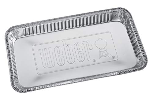 Weber Alu-Tropfschale - XL (42 x 21 x 4 cm), 5 Stück, für Holzkohlegrills ab Ø 57cm, aus Aluminium, zum Auffangen von Säften, ideal für indirektes Grillen, BBQ - Silber (6454)