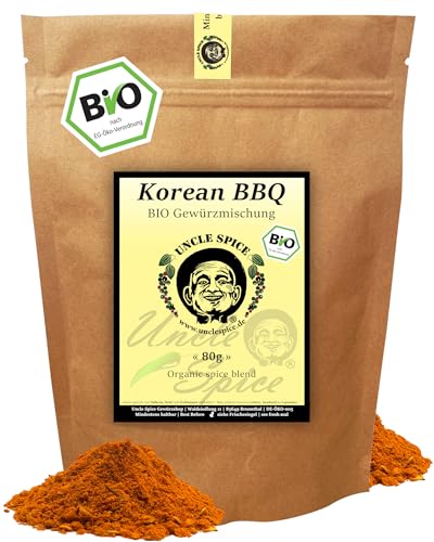UNCLE SPICE® Korean BBQ - BIO Gewürzmischung - 80g fein abgestimmte Würzmischung für authentische koreanische Grillgerichte in Premiumqualität – Kräftig würzig, scharf-pikante Aromen – DE-ÖKO-005