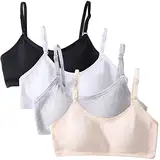 4er-Pack Mädchen Sport BHS Teens Unterwäsche mit Fest Gepolsterte und Verstellbarem Schultergurt Bralette Top Bustier für 10-18 Jahre Kinder und Kleine Brüste Damen