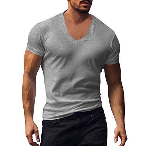 Generisch Tshirt Herren Kurzarm mit Rundhalsausschnitt Farbblock Gespleißtes T-Shirt Sommer Casual Baumwolle Tops für Männer T-Shirt Langarm Herren 4XL Bedruckt