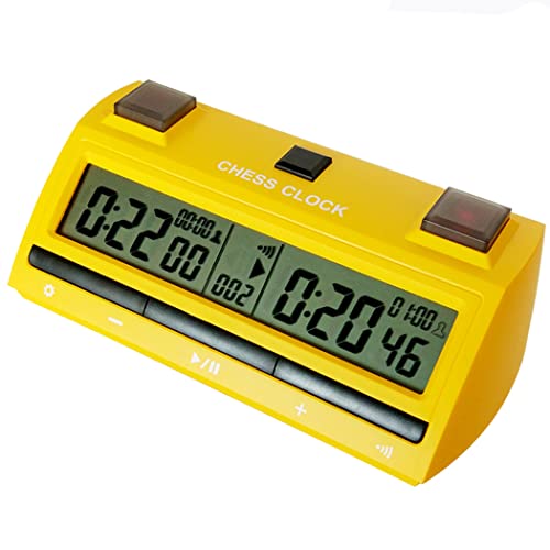 MRKU Digitale Schachuhr Digitaler Schachtimer Professional für Brettspiele Timer Ideal für Schach Chinesisches Schach Shogi Go,Gelb