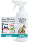 Floh- und Zeckenschutz 500 ml das Zeckenspray und Flohmittel für Hunde und Katzen, effektives Flohspray für die direkte Anwendung auf dem Tier bei akutem Befall oder zum Schutz