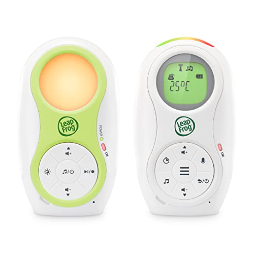 LeapFrog LF80 Babyphone Audio-Überwachung, Digitales Babyfon mit Zwei Akkus, große Reichweite Babyphone ohne Kamera, Temperatursensor, Erinnerungsfunktion, Geräuschanzeiger, Nachtlicht, Stimmaufnahme