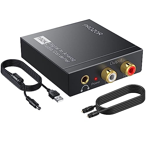 PROZOR Da Wandler Optisch auf Cinch Audio Adapter Toslink auf Klinke Aux Digital zu Analog Optisches Audiokabel Adapter Optical auf Klinke 3,5mm Cinch RCA für Digital Audio TV Blu-Ray HD DVD