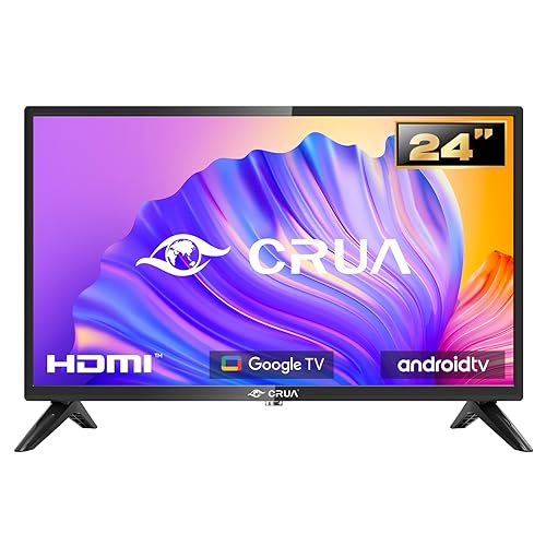 CRUA Smart Fernsehen 24 Zoll(60cm) Fernseher Android TV HD Ready Triple Tuner Dolby Audio Google Play Store YouTube Netflix DAZN Disney+ Google Assistant (2023)