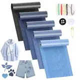 UKOFEW 5 Rollen Jean Flicken zum Aufbügeln,8 * 50cm Selbstklebende Bügelflicken mit Nähzubehör,Reparatur Patches Kleidung für Jeans Kleidung Lochreparatur und Dekoration