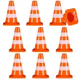 VANZACK 14 StüCk Mini Verkehrszeichen Kinder - VerkehrshüTchen Und StraßEnschilder FüR Verkehrsszenen, Kreative SpielpläTze Und Modellbau - Orange