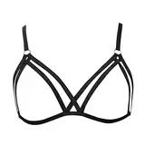 Push Up BH Nippel Büstenhebe Offen Harness Sexy Bra Damen Ouvert Top Oberteil Rückenfrei Reizwäsche Dessous Erotik Reizwäsche Kostüme Strap BH Punk Gothic Dance Party Kostüm 01 Schwarz One Size