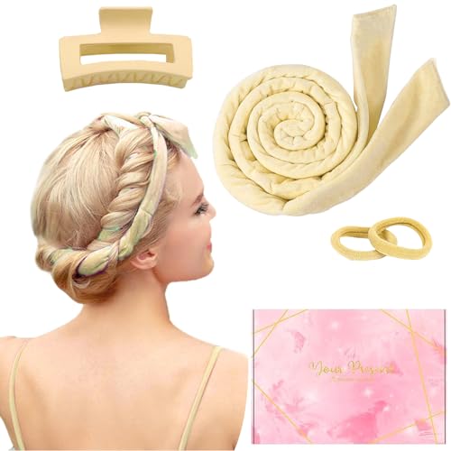 Whaline Neu Lockenwickler Locken Ohne Hitze, Heatless Curls Band Samt über Nacht mit Haarnadel Rutschfest DIY Hair Curler no Hea Set Haarband Wave Formers für Mittleres Langes Haar