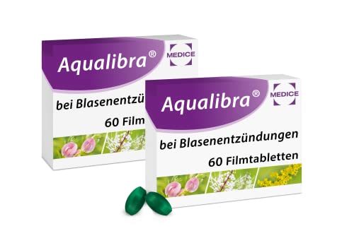 Aqualibra 2 x 60 Filmtabletten bei wiederkehrenden Blasenentzündung & Harnwegsinfektion - Vermeidung von Antibiotika - pflanzlich - ab 12 Jahre