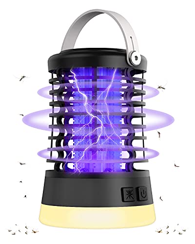 Insektenvernichter Mückenschutz Elektrischer Fliegenfalle - Wasserdichter IPX6 Mückenfalle mit Type-C-Lade für Draussen, Mückenlampe mit Aufhängehaken für Camping, Garten, Balkon und Schlafzimmer